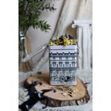 Hesaplı Kasa Urban Desenli Şeffaf Kapaklı Metal Saklama Kabı, 7,5 x 10 x 15 Cm, 1 Lt - 1,1 lt