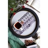 Hesaplı Kasa Urban Desenli Yuvarlak Metal Servis Tepsisi 37 cm Dekoratif Sunum Tepsisi - 1 Adet