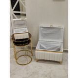 Heskar Home 2 Li Altın Şeritli Modern Gelin Çeyiz Sandığı - Krem
