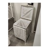 heskar home concept Kare Tek Parça Gri Renk Gümüş Şeritli Lüks Kadife Banyo Kirli Çamaşır Sepeti