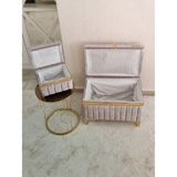 Heskar Home Gri Renk Altın Şeritli Modern 2 Li Gelin Çeyiz Sandığı