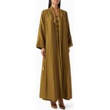 Hessa Falasi Konforlu Pamuklu Abaya Şık Drape ve Düğme Detayı ile Günlük ve Özel Günler Için Ideal - Yeşil