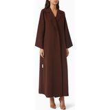 Hessa Falasi Modern Minimalist Notched Collar Abaya Uzun Kollu Aline Silueti ile Şıklığı Yansıtıyor - Kahverengi