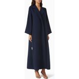 Hessa Falasi Modern Minimalist Notched Collar Abaya Uzun Kollu Aline Silueti ile Şıklığı Yansıtıyor - Mavi