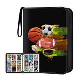 HESTECH Kollu Spor Kart Bağlayıcı, 900 Cep Spor Kart Tutucu Ticaret Kartları için Fermuarlı Kitap Klasörü Toplayıcı Albüm 3 Yüzük Beyzbol Futbol Basketbol Hokey Futbol Organizatör Depolama