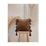 Hestia Home Hestia Home Kırlent Kılıfı Yastık Kılıfı Çok Püsküllü Keten Kahverengi 40x40 Cm