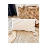 Hestia Home Kırlent El Yapımı Punch Işi Dekoratif Yastık Kılıfı 50x30 Krem