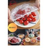 HETicaret 10 Adet Gıda Bonesi Lastikli Tazeliği Koruyan Tencere Tabak Esnek Strech Kapak Ve Saç Bonesi