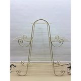 Heticaret Metal Ferforje Oval Çiçeklik Saksılık Bahçe 80X83 cm - Krem
