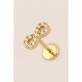 Hetra Altın Renkli 316L Cerrahi Çelik Sonsuzluk Figürlü Flatback Piercing - Helix, Conch, Kıkırdak