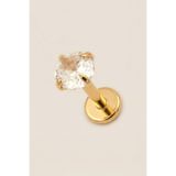 Hetra Altın Renkli Cerrahi Çelik 6 mm Taşlı Flatback Tragus Piercing – Helix, Flat, Kıkırdak