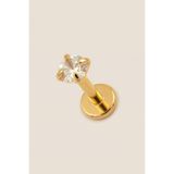 Hetra Altın Renkli Cerrahi Çelik 6 mm Tektaş Flatback Tragus Piercing – Helix, Flat, Kıkırdak