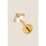 Hetra Altın Renkli Cerrahi Çelik 8 mm Taşlı Flatback Tragus Piercing – Helix, Flat, Kıkırdak