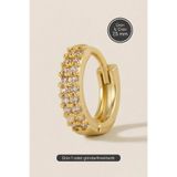 Hetra Altın Renkli Cerrahi Çelik Çift Sıralı Zirkon Halka Piercing – Helix, Tragus, Kıkırdak, Lobe