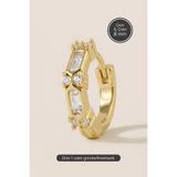 Hetra Altın Renkli Cerrahi Çelik Dikdörtgen Taşlı Halka Piercing – Helix, Daith, Tragus, Kıkırdak, Lobe