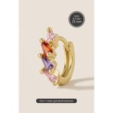 Hetra Altın Renkli Cerrahi Çelik Geometrik Renkli Zirkon Taşlı Halka Piercing – Helix, Kıkırdak, Lobe