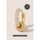 Hetra Altın Renkli Cerrahi Çelik Hareketli Toplu Zirkon Halka Piercing - Helix, Conch, Kıkırdak