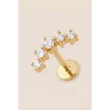 Hetra Altın Renkli Cerrahi Çelik Kavisli 5 Taşlı Flatback Piercing - Helix, Conch, Kıkırdak