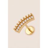 Hetra Altın Renkli Cerrahi Çelik Kavisli Büyük Taş Figürlü Flatback Piercing - Helix, Conch, Kıkırdak