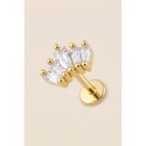 Hetra Altın Renkli Cerrahi Çelik Kavisli Taç Figürlü Flatback Piercing - Helix, Conch, Kıkırdak