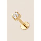 Hetra Altın Renkli Cerrahi Çelik Minik Zirkon Taşlı Flatback Piercing - Helix, Conch, Kıkırdak