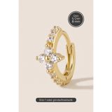 Hetra Altın Renkli Cerrahi Çelik Zirkon 4 Taşlı Halka Piercing - Helix, Kıkırdak