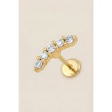 Hetra Altın Renkli Cerrahi Çelik Zirkon Taşlı Minimal Kavisli Flatback Piercing – Helix, Tragus, Kıkırdak (1 adet)