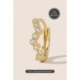 Hetra Altın Renkli Cerrahi Çelik Zirkon Taşlı Zikzak Halka Piercing - Helix, Kıkırdak