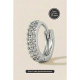 Hetra Gümüş Renkli Cerrahi Çelik Çift Sıralı Zirkon Halka Piercing – Helix, Tragus, Kıkırdak, Lobe