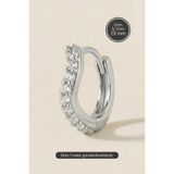Hetra Gümüş Renkli Cerrahi Çelik Dalga Formlu Zirkon Halka Piercing – Helix, Tragus, Kıkırdak, Lobe