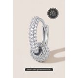 Hetra Gümüş Renkli Cerrahi Çelik Hareketli Toplu Zirkon Halka Piercing - Helix, Conch, Kıkırdak