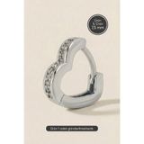 Hetra Gümüş Renkli Cerrahi Çelik Kalp Biçimli Zirkon Taşlı Halka Piercing – Helix, Kıkırdak, Lobe