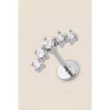 Hetra Gümüş Renkli Cerrahi Çelik Kavisli 5 Taşlı Flatback Piercing - Helix, Conch, Kıkırdak