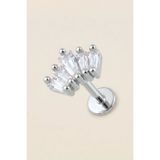 Hetra Gümüş Renkli Cerrahi Çelik Kavisli Taç Figürlü Flatback Piercing - Helix, Conch, Kıkırdak