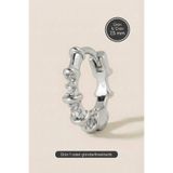 Hetra Gümüş Renkli Cerrahi Çelik Taşlı Bambu Formlu Halka Piercing – Helix, Tragus, Kıkırdak, Lobe