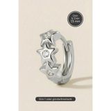 Hetra Gümüş Renkli Cerrahi Çelik Üçlü Yıldız Zirkon Taşlı Halka Piercing – Helix (1 adet)