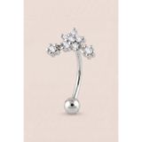 Hetra Gümüş Renkli Cerrahi Çelik Yıldız ve 2 Zirkon Taşlı Rook Piercing - Daith, Vertical Helix, Kaş