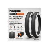 heugers 20x4.0 3 mm Zırhlı Fat Bike E-Bike Dış Lastik Seti Ön Arka – Sessiz, Akıcı Beyaz Yanak
