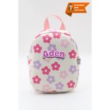 Hevi Kids HeviKids Kişiye Özel İsimli Mini Çocuk Çantası - Pembe Çiçekler | 0–8 Yaş Çocuk Çantası