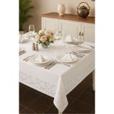 Hevia Home Dertsiz Leke Tutmaz Dantel Desenli Masa Örtüsü 160x220 Beyaz