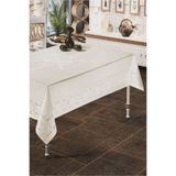 Hevia Home Dertsiz Leke Tutmaz Dantel Desenli Masa Örtüsü Modern Tasarım 160x220 Krem