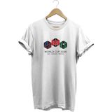 Hexagon Baskılı Dünya Kupası Tişört Futbol Turnuvası Hatıra Baskılı Tshirt - Beyaz - M