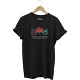 Hexagon Baskılı Dünya Kupası Tişört Futbol Turnuvası Hatıra Baskılı Tshirt - Siyah