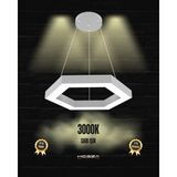 Hexagon (Gri Kasa, Sarı Işık) Ledli Modern Sarkıt LED Avize Salon Mutfak Oturma Yatak Odası