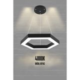 Hexagon ( Siyah Kasa, 4000K Işık Rengi ) Modern LED Avize, Salon, Mutfak, Oturma Yatak Odası Sarkıt - 1 - Beyaz