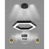 Hexagon ( Siyah Kasa, Beyaz Işık ) Ledli Modern Sarkıt LED Avize, Salon, Mutfak, Oturma Yatak Odası, Sarkıt
