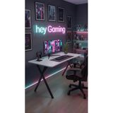 hey modüler mobilya 110 cm Gaming2 Profesyonel Oyuncu Masası Beyaz Tabla, Siyah Metal Ayaklı Hey Gaming2