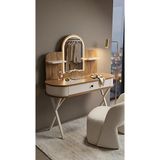 hey modüler mobilya 110 cm LED Işıklı Aynalı Makyaj Masası Çekmeceli Takı Düzenleyici Organizer Ceviz Krem Metal Ayak Mira Model