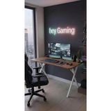 Hey Modüler Mobilya 120 cm Gaming Profesyonel Oyuncu Masası Ceviz Tabla, Beyaz Metal Ayaklı Hey Gaming - Ceviz - Ahşap - Ceviz Beyaz
