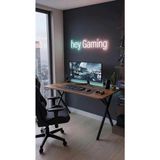 Hey Modüler Mobilya 120 cm Gaming Profesyonel Oyuncu Masası Ceviz Tabla, Siyah Metal Ayaklı Hey Gaming - Ceviz - Siyah